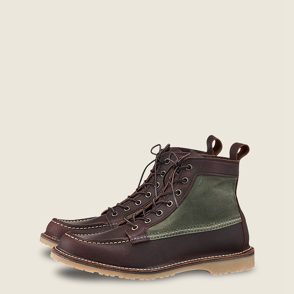 Mens Red Wing Weekender Canvas Moc - 6-inch Oil-slick Leather - Heritage Boots Dark Brown - XPF12405